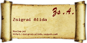 Zsigrai Alida névjegykártya
